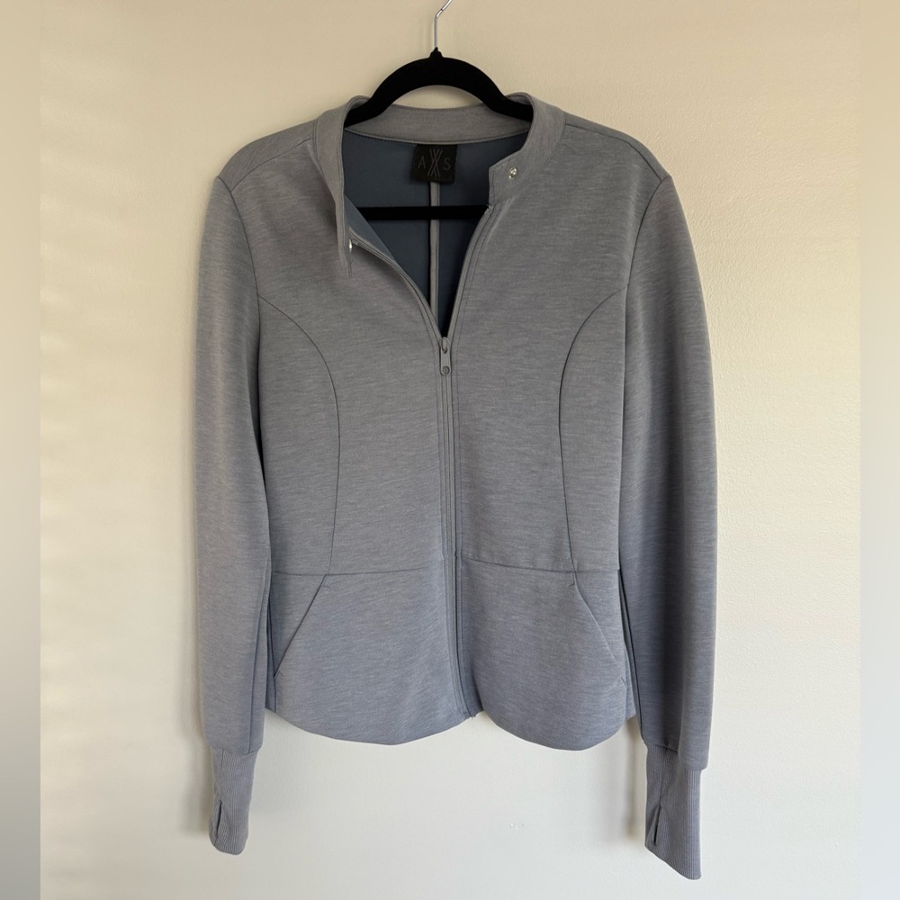 AX Gray Zip-Up Jacket with thumb holes. Sporty